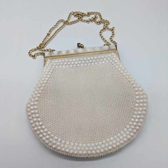Vintage Cream Gold Small Adjustable Strap Clutch Purse - Picture 5 of 10